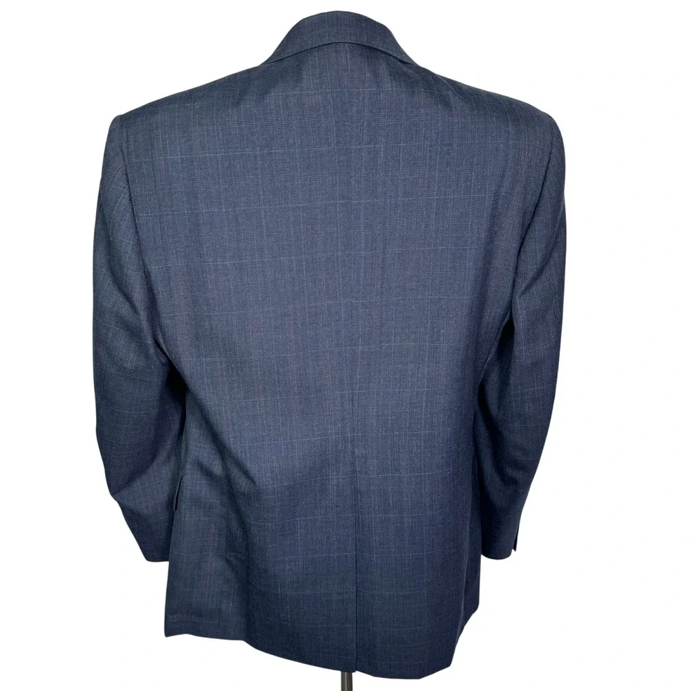 HART SCHAFFNER & MARX Men's 44R W34 Blue Glen Plaid Wool Viracle Two Piece Suit